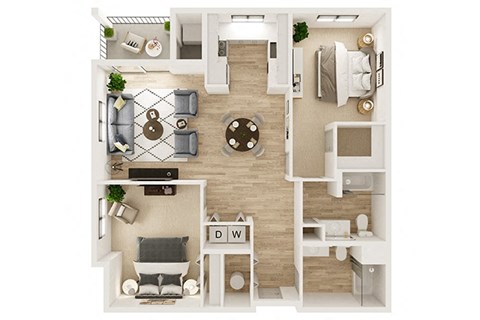 Floor plan for 2 beds, 2 baths, 1106 sqft