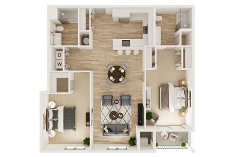 Floor plan for 2 beds, 2 baths, 1178 sqft
