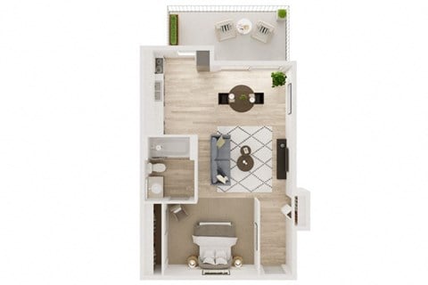 Floor plan for studio, 1 bath, 480 sqft