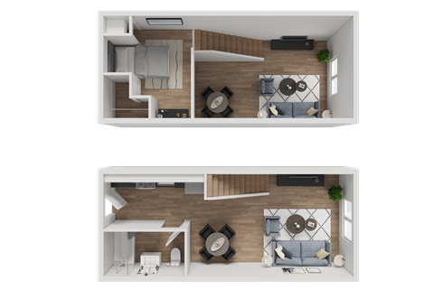 Floor plan for studio, 1 bath, 499 sqft