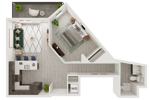 Floor plan for 1 bed, 1 bath, 781 sqft