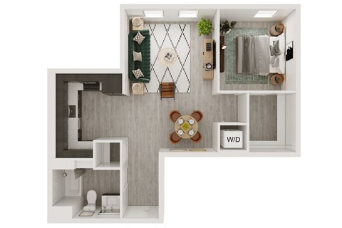 Floor plan for 1 bed, 1 bath, 758 sqft