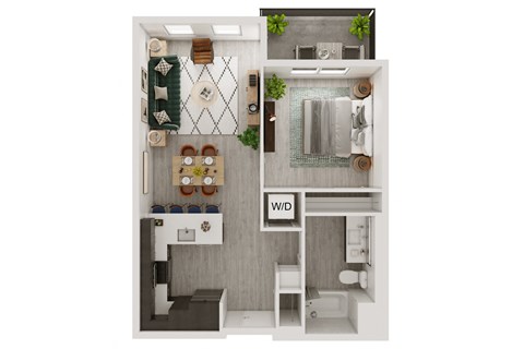 Floor plan for 1 bed, 1 bath, 706 sqft