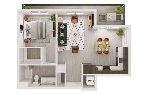 Floor plan for 1 bed, 1 bath, 830 sqft