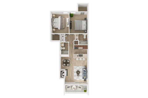 Floor plan for 2 beds, 2 baths, 920 sqft
