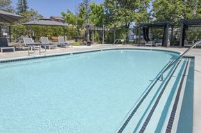 Cupertino apartment for rent - a swimming pool with chairs and umbrellas next to a resort style pool