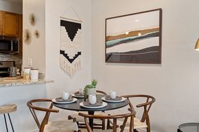 Stamford apartment for rent - a dining room with a table and chairs