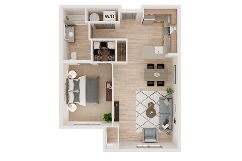 Floor plan for 1 bed, 1 bath, 780 sqft