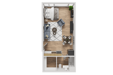 Floor plan for studio, 1 bath