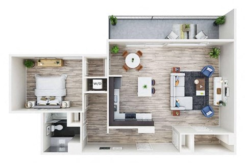 Floor plan for 1 bed, 1 bath, 552 sqft