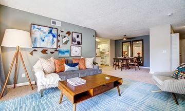 Fremont apartment for rent - a living room with a couch and a coffee table