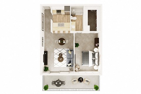 Floor plan for 1 bed, 1 bath, 565 sqft