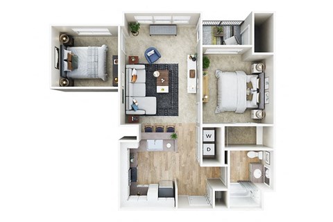 Floor plan for 1 bed, 1 bath, 800 sqft
