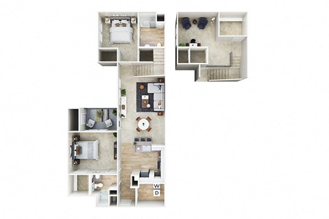 Floor plan for 2 beds, 2 baths, 1450 sqft