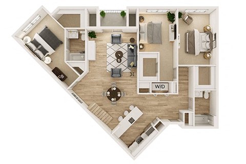 Floor plan for 3 beds, 2.5 baths, 1650 sqft