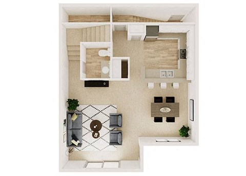 Floor plan for 2 beds, 2 baths, 1236 sqft