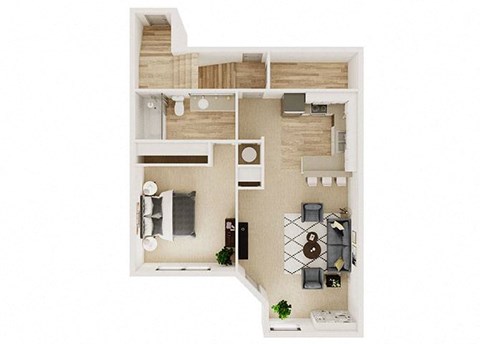 Floor plan for 1 bed, 1 bath, 560 sqft