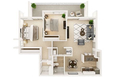 Floor plan for 2 beds, 2 baths, 920 sqft