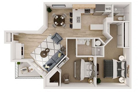Floor plan for 2 beds, 2 baths, 900 sqft