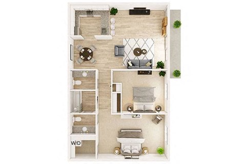 Floor plan for 2 beds, 1.5 baths, 880 sqft