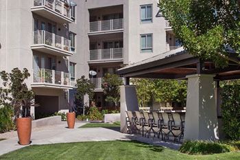 Bbq cabana with picnic area and water feature
