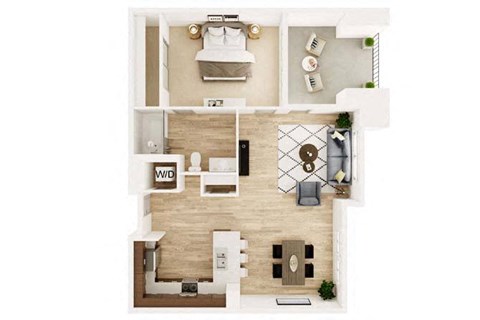 Floor plan for 1 bed, 1 bath, 826 sqft