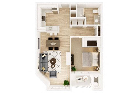 Floor plan for 1 bed, 1 bath, 815 sqft