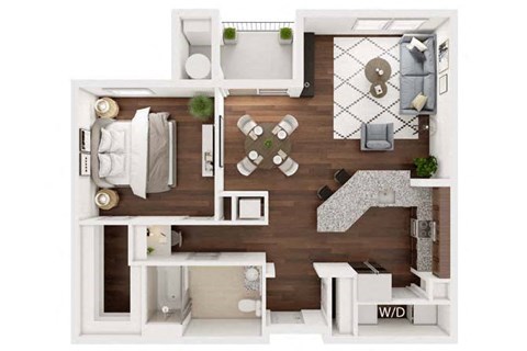 Floor plan for 1 bed, 1 bath, 815 sqft