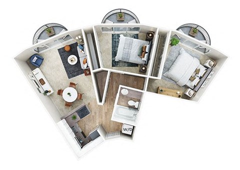 Floor plan for 2 beds, 1 bath, 850 sqft