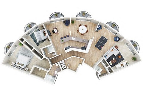 Floor plan for 2 beds, 2.5 baths, 1915 sqft