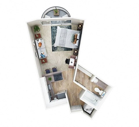Floor plan for studio, 1 bath, 438 sqft