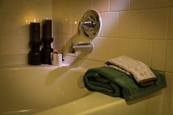 Brushed nickel hardware throughout