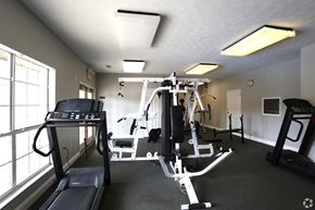Alexandria apartment for rent - A well-equipped gym with treadmills, weights, and exercise machines.