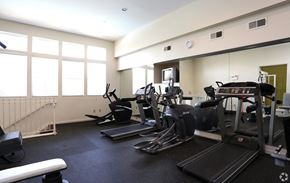Cincinnati apartment for rent - A spacious gym with treadmills, elliptical machines, and a bench.