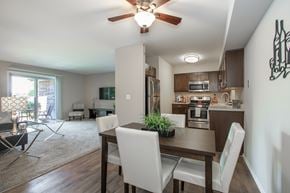 Carol Stream apartment for rent - Living Room and Kitchen at The Greenway at Carol Stream, Illinois, 60188