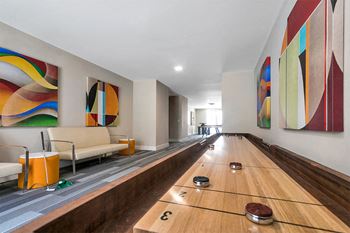Shuffleboard in game room