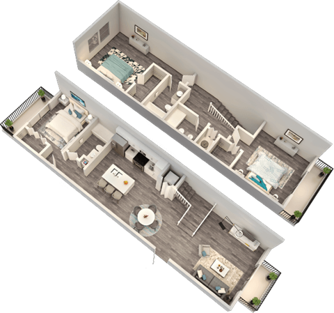 Floor plan for 3 beds, 3 baths, 1491 sqft