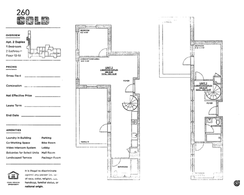 Floor plan for 3 beds, 2 baths, 1030 sqft