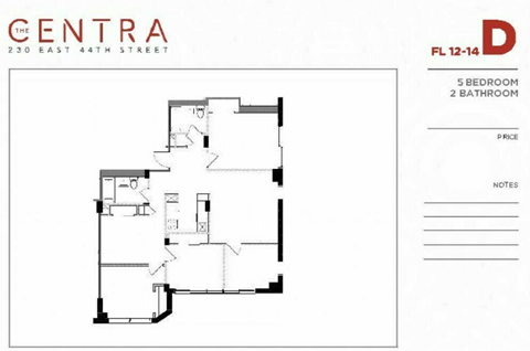 Floor plan for 5 beds, 1 bath, 1053 sqft