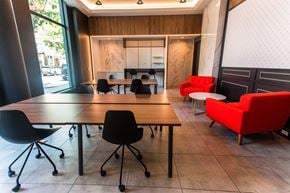 Brooklyn apartment for rent - A conference room with a long table and chairs.