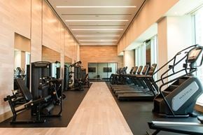 Brooklyn apartment for rent - A gym with treadmills and exercise equipment.