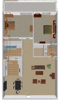 Floor plan for 2 beds, 1.5 baths, 850 sqft