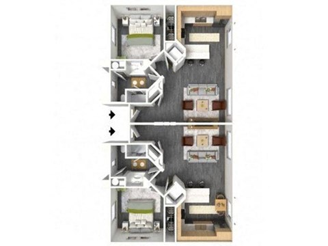 Floor plan for 1 bed, 1 bath, 634 sqft