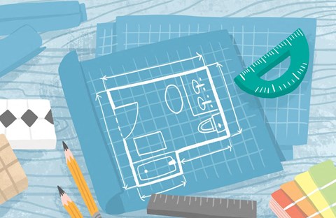 Floor plan for studio, 1 bath, 450 sqft