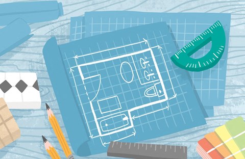 Floor plan for studio, 1 bath, 500 sqft