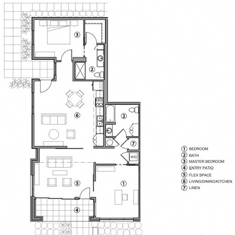 Floor plan for 2 beds, 2 baths
