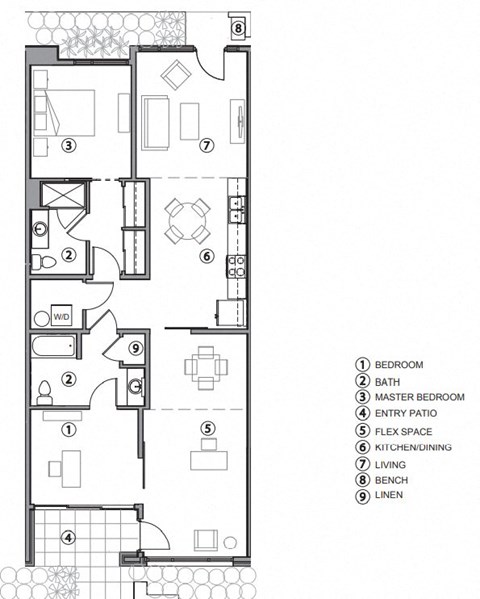 Floor plan for 2 beds, 2 baths, 1300 sqft