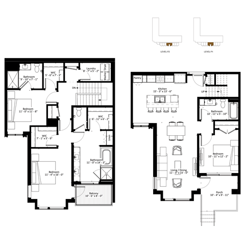 Floor plan for 3 beds, 3 baths, 1892 sqft