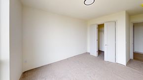 Hopkins apartment for rent - a bedroom with white walls and carpet and a door to a closet