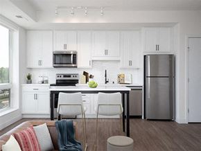 Minneapolis apartment for rent - open concept kitchen with white cabinets